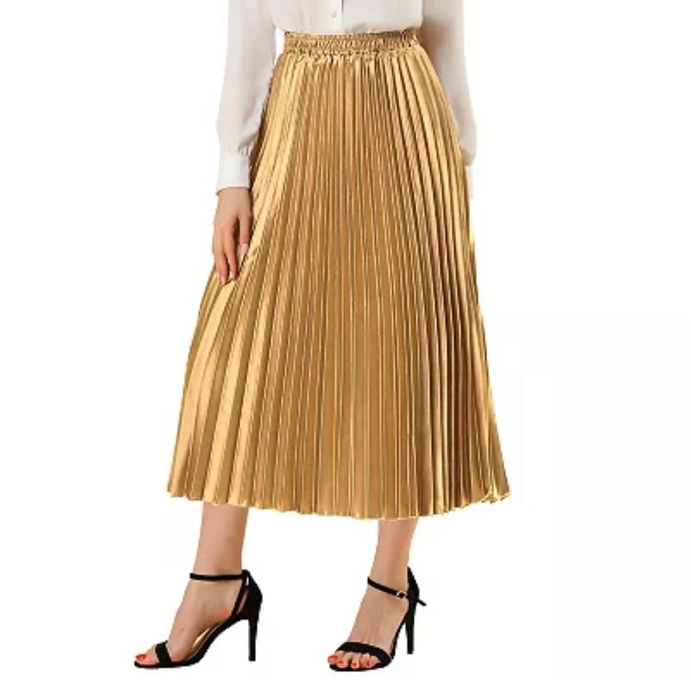 Anthropologie “Sadie and Love” pleated skirt in goldenrod